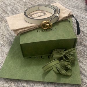 Authentic Gucci Double G Belt - Color White